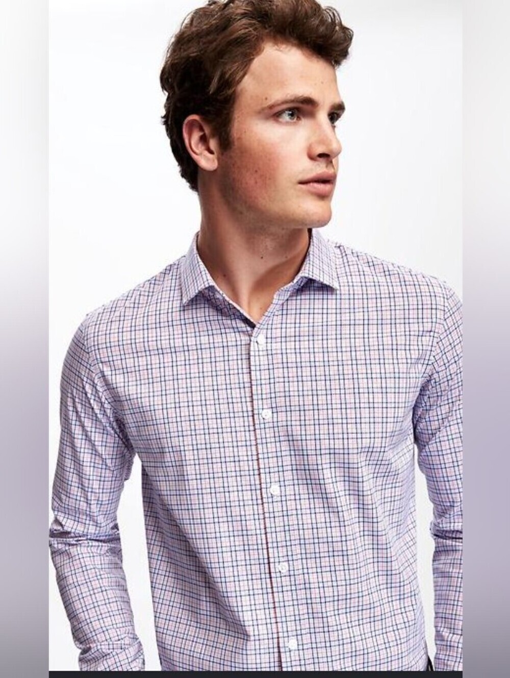 SLIM FIT Old Navy Classic Plaid Men's Button-Up Shirt in Light Purple